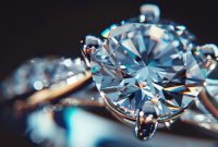 Closeup of a beautiful diamond ring with a round cut diamond and pave  diamonds on the band | Premium AI-जनरेटेड इमेज